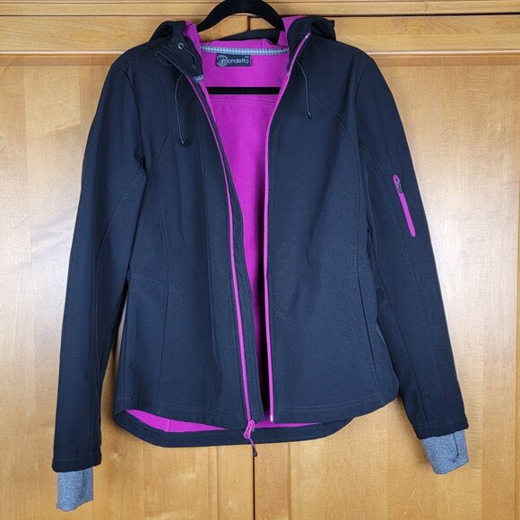 Women's Mondetta Black Fitted Soft Shell Hooded Athletic Jacket Coat - M - Picture 3 of 11